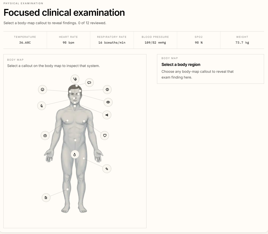 HIV-Simulator interactive case screen 3